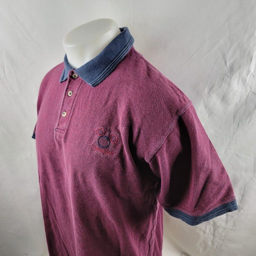 Disneyland Resort Polo Shirt Mens Sz Medium S/S Maroon Cotton Embroidered A04-05